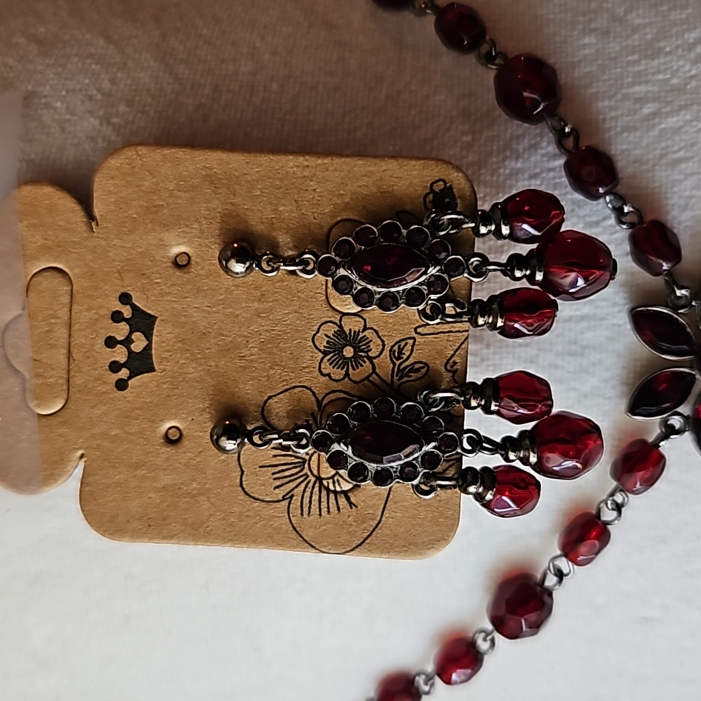 Vintage stone necklace & earrings - Picture 2 of 4